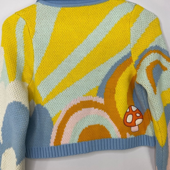 House of Sunny Mushroom Floral Cropped Cardigan Size 8 - Picture 10 of 12